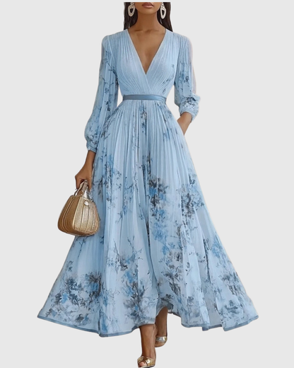 Adeline – Robe Maxi Fluide avec Plis Élégants