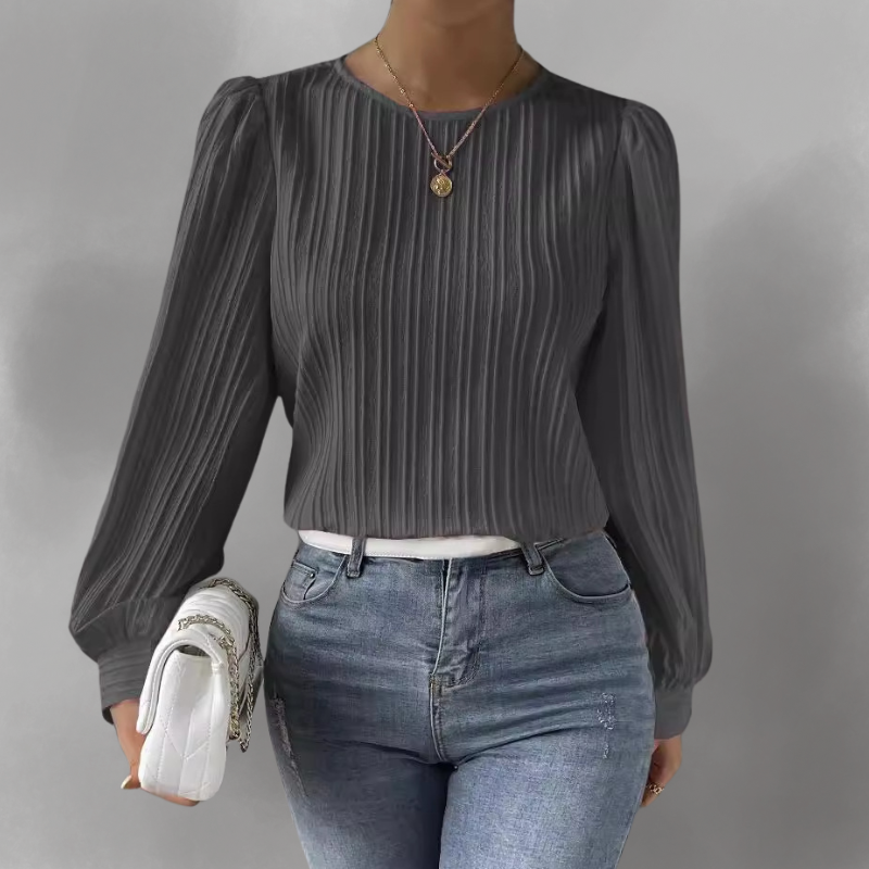 Carly – Blouse Longue à Manches Plissées