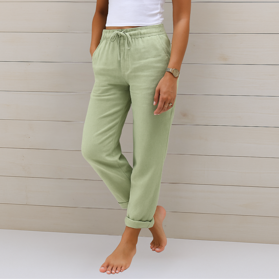 Maja - Pantalon Stretch en Lin Respirant Premium