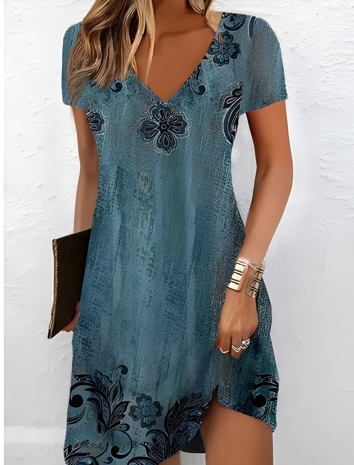 Alicia - Robe élégante avec décolleté en V et imprimé pour femmes