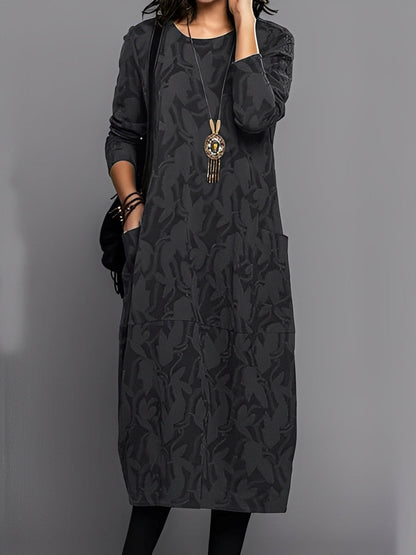 Kadence - Robe élégante à manches longues avec imprimé pour femme
