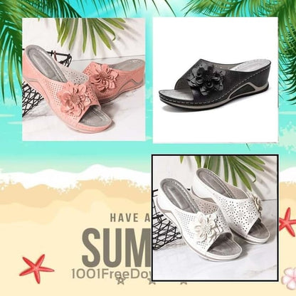 ANNE – SANDALES COMPENSÉES À FLEURS