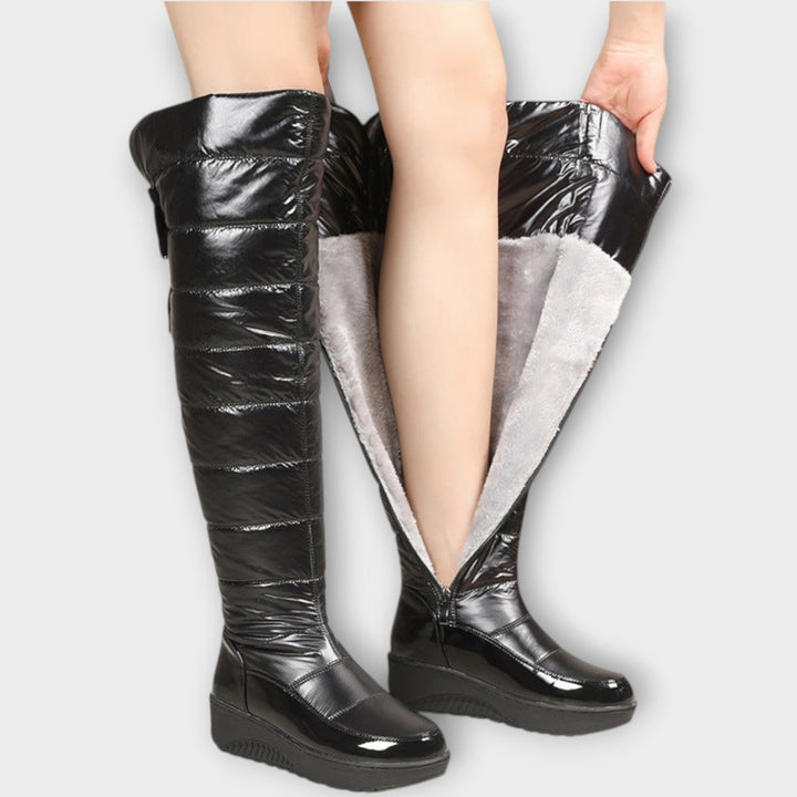 Bottes d'Hiver Doublées en Fleece jusqu'au Genou