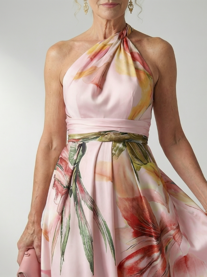 Amiel | Robe Maxi Fleurie Léger - Coupe Américaine Sans Manches