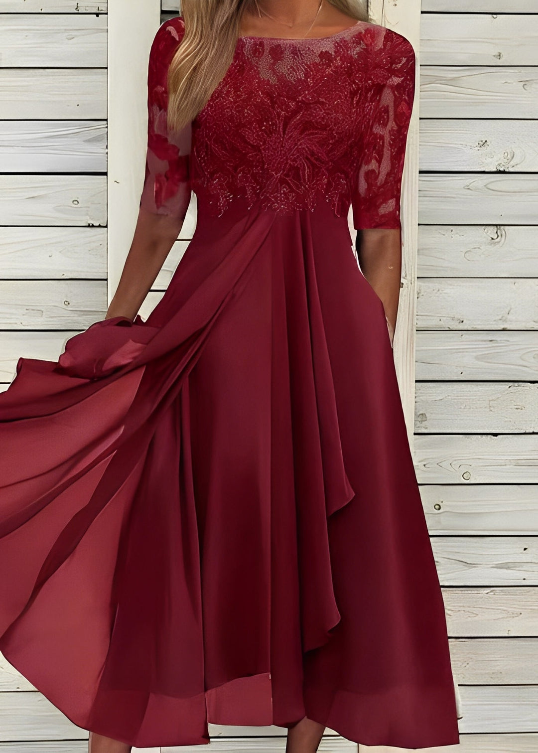 Colleen - Élégant, robe en dentelle coupée pour femmes