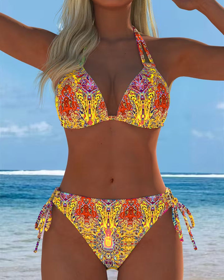 Bikini avec imprimé à halter en plusieurs couleurs