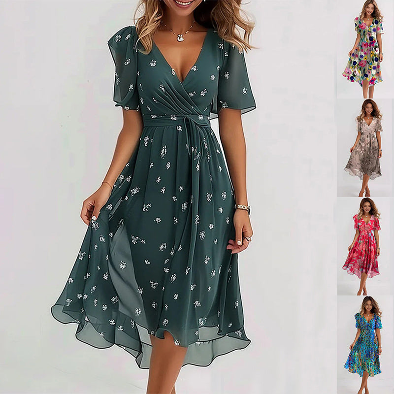Lin | Robe mi-longue florale élégante