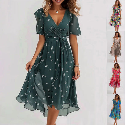 Lin | Robe mi-longue florale élégante
