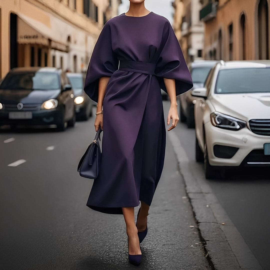 Élise - Robe élégante avec manches bouffantes et ceinture pour femmes