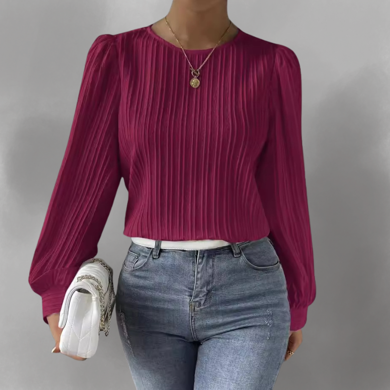 Carly – Blouse Longue à Manches Plissées