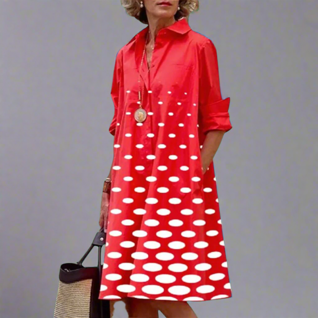 Zosia - Robe rétro à manches longues avec poches pour femme