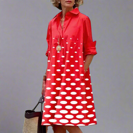 Zosia - Robe rétro à manches longues avec poches pour femme