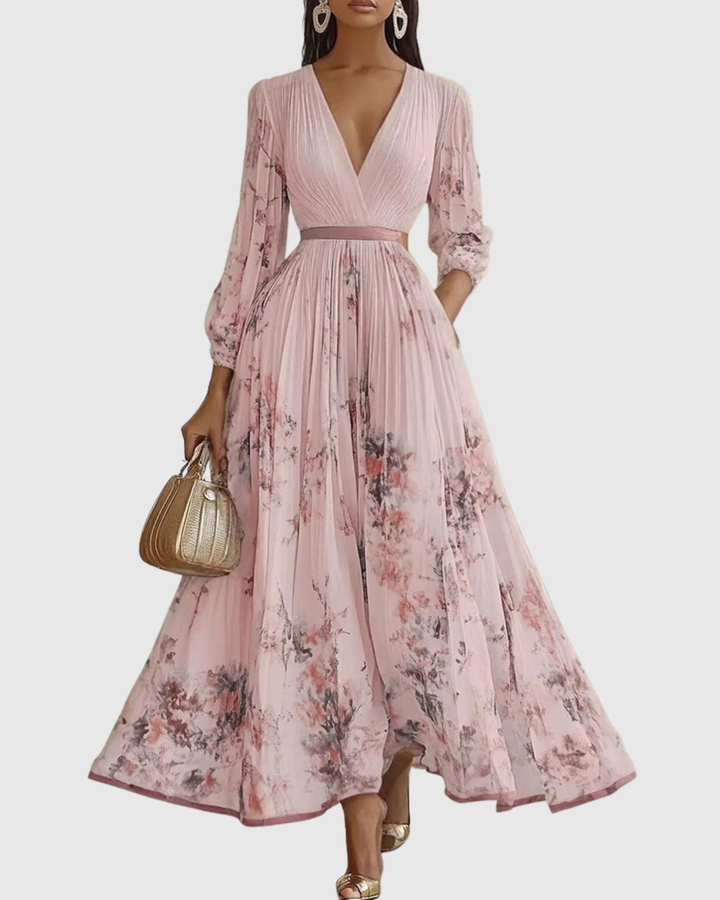 Adeline – Robe Maxi Fluide avec Plis Élégants