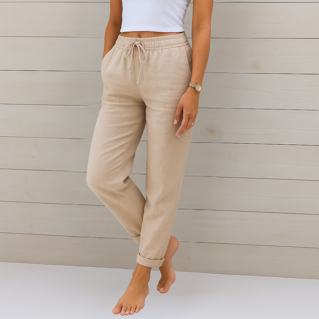 Susy - Pantalon Stretch en Lin Respirant Premium