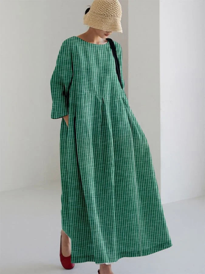 Talia - Robe Détachée à Rayures d'Inspiration Vintage