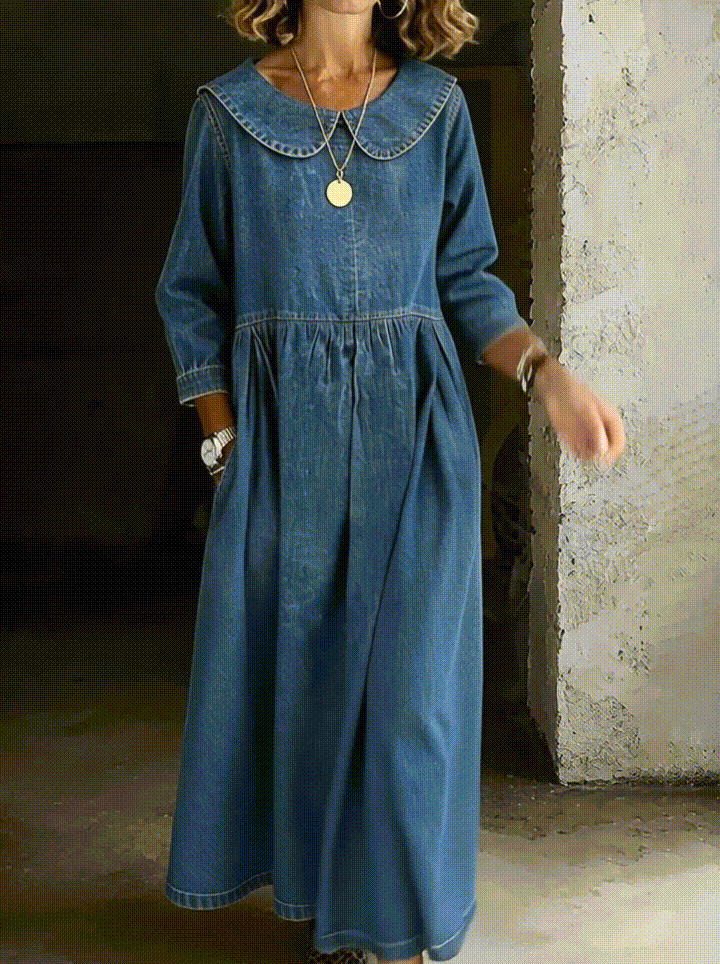 Clara | Denim Dress with Peter Pan Collar