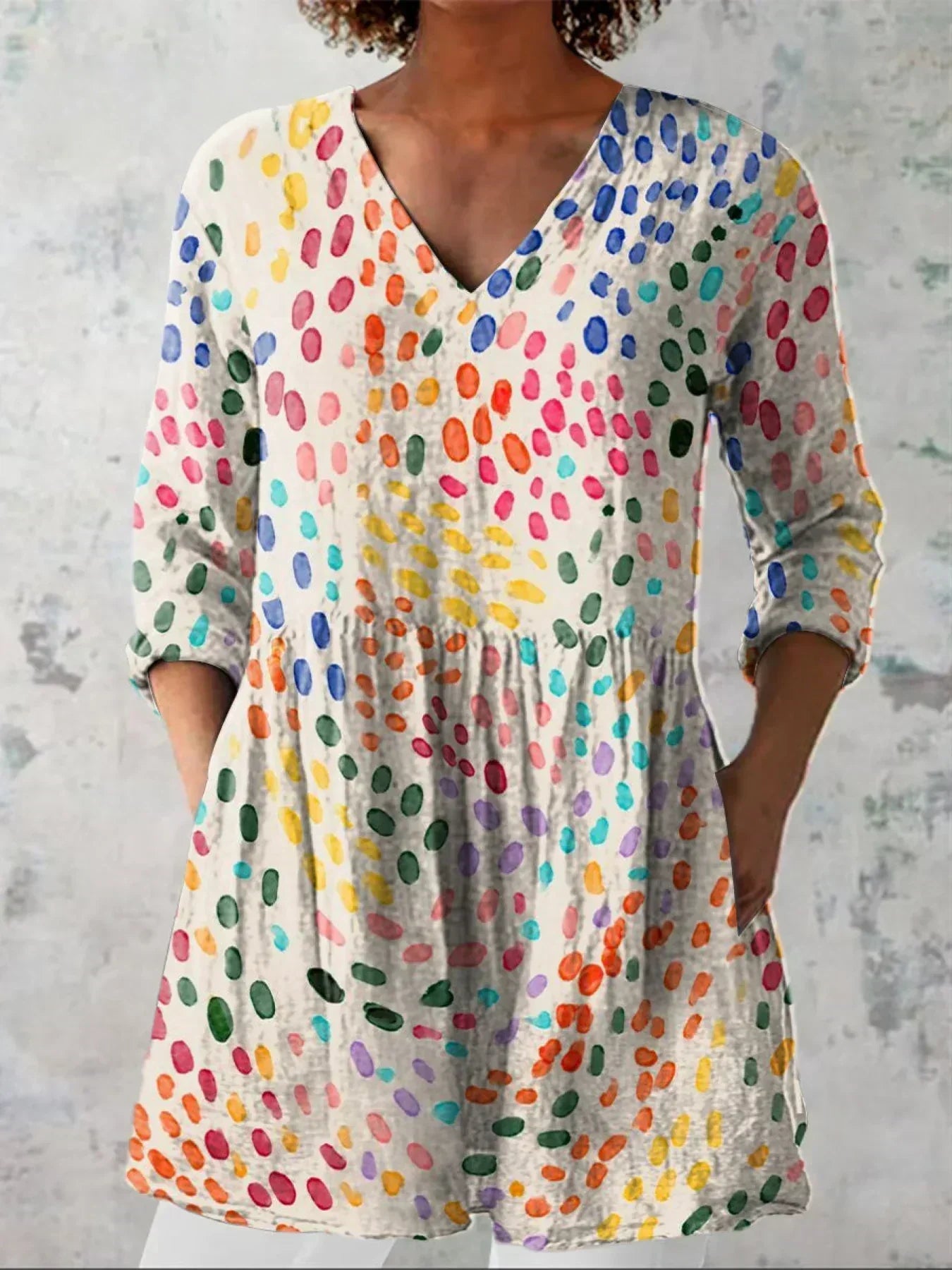 Hannah | Chemisier V-Neck à Pois Aquarelle