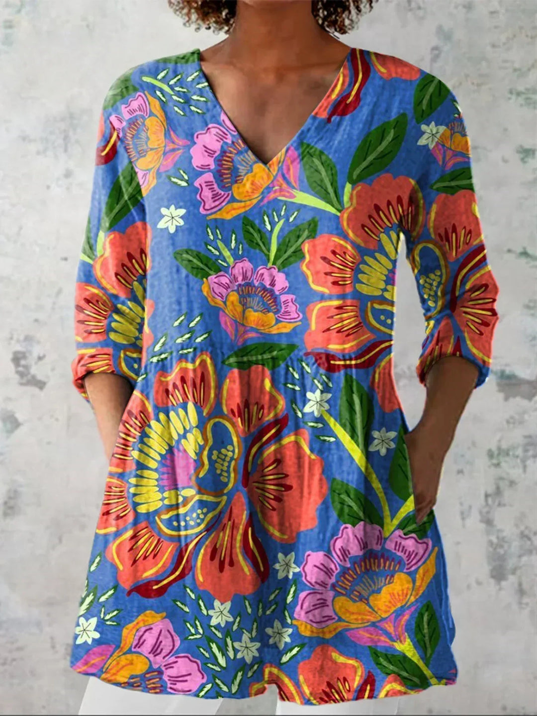 Abigail | Chemisier V-Neck Floral Tropical