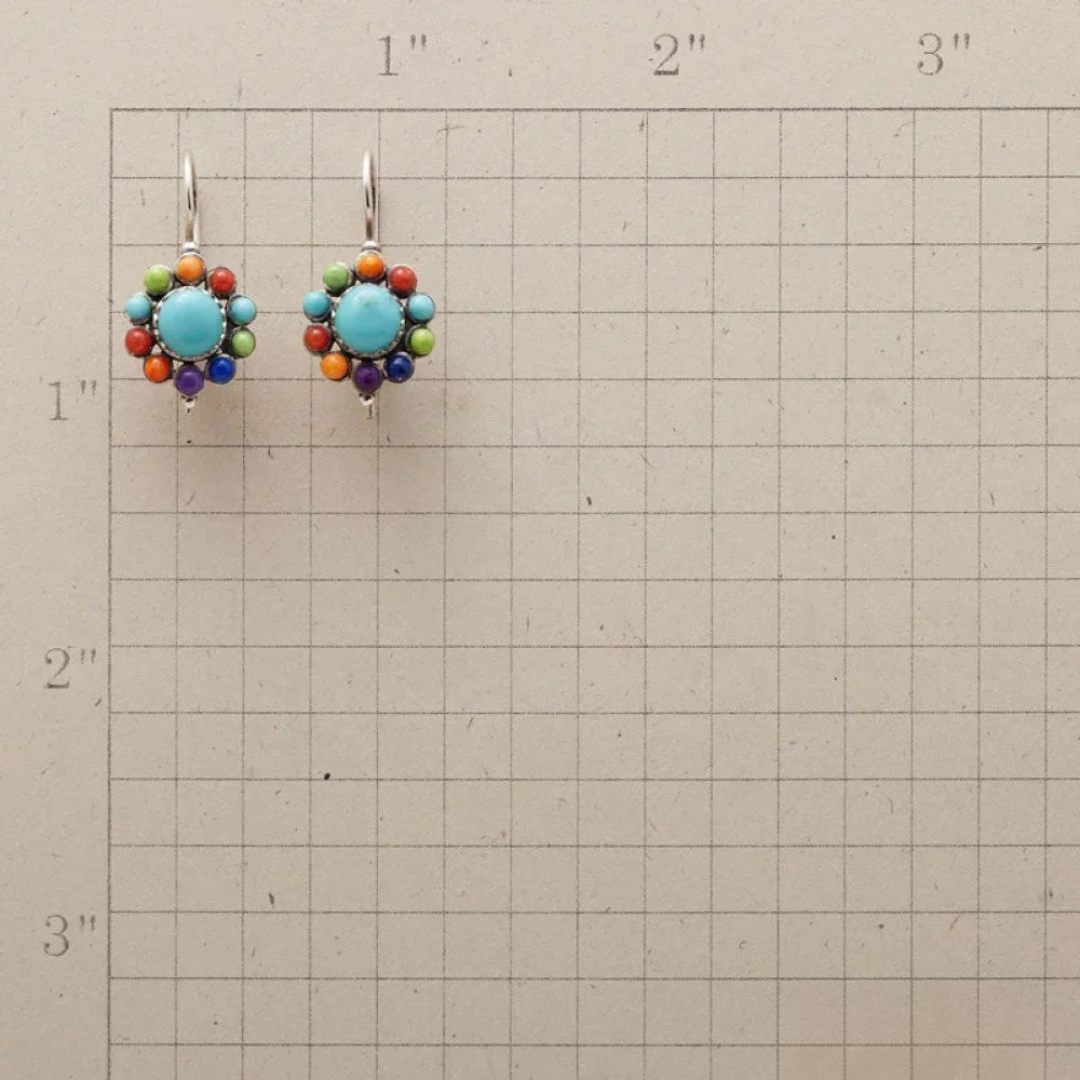 Boucles d'oreilles rondes en turquoise multicolores