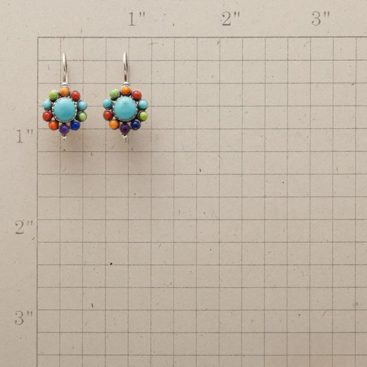 Boucles d'oreilles rondes en turquoise multicolore