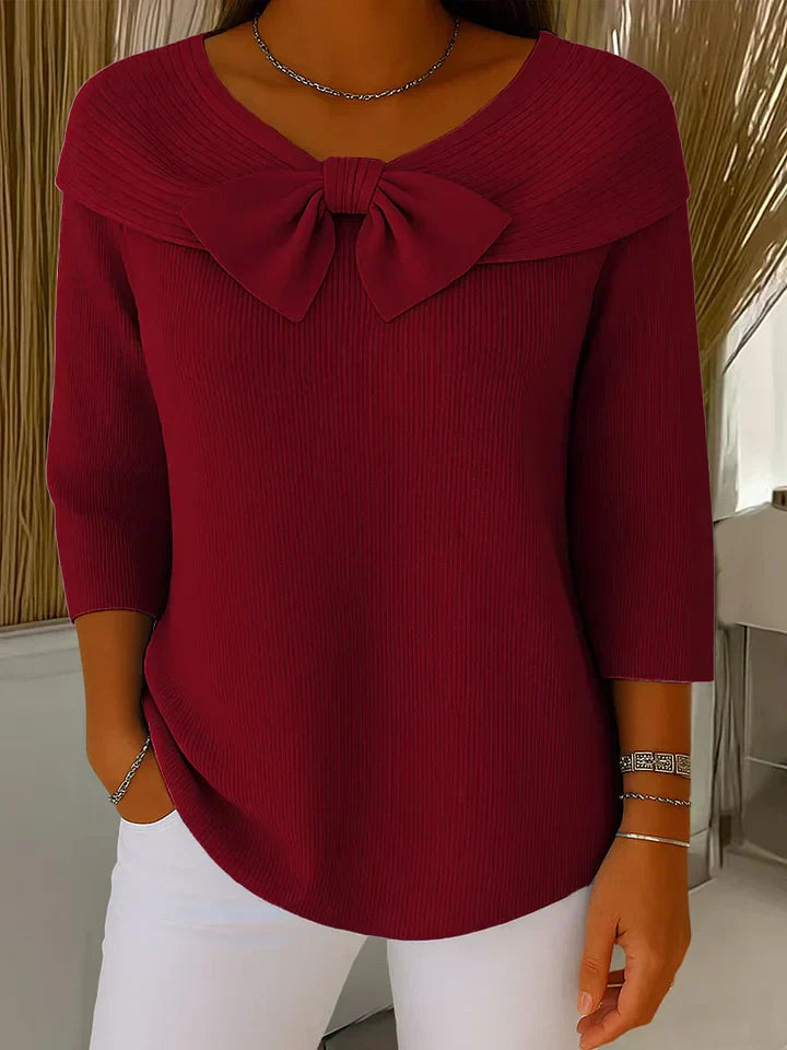 Clara | Pull Élégant avec Nœud en Tricot Doux