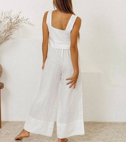 Evelyne - Ensemble Top Minimaliste Luxe & Pantalon Large