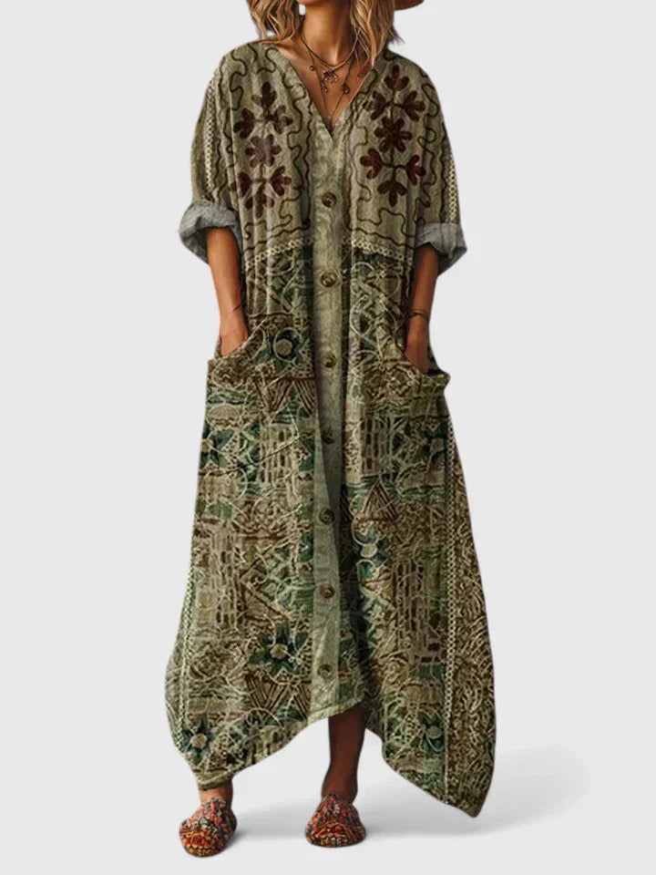 Althea – Robe Bohème Brodée à Coupe Fluide