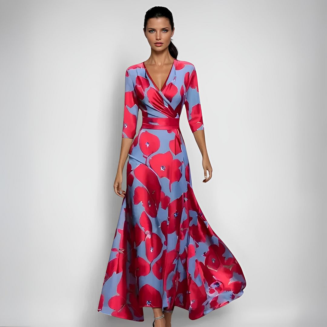 Delores - Robe longue à fleurs avec manches longues