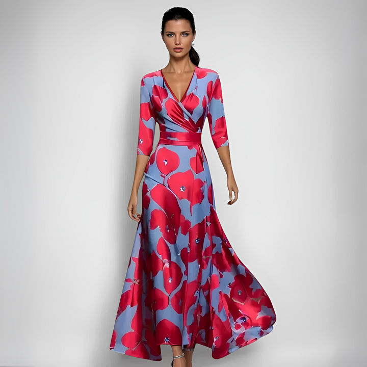 Delores - Robe longue à fleurs avec manches longues