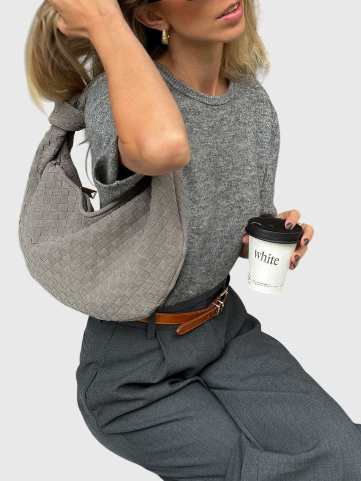 Celeste | Sac Medium Suédé Tressé avec Nœud