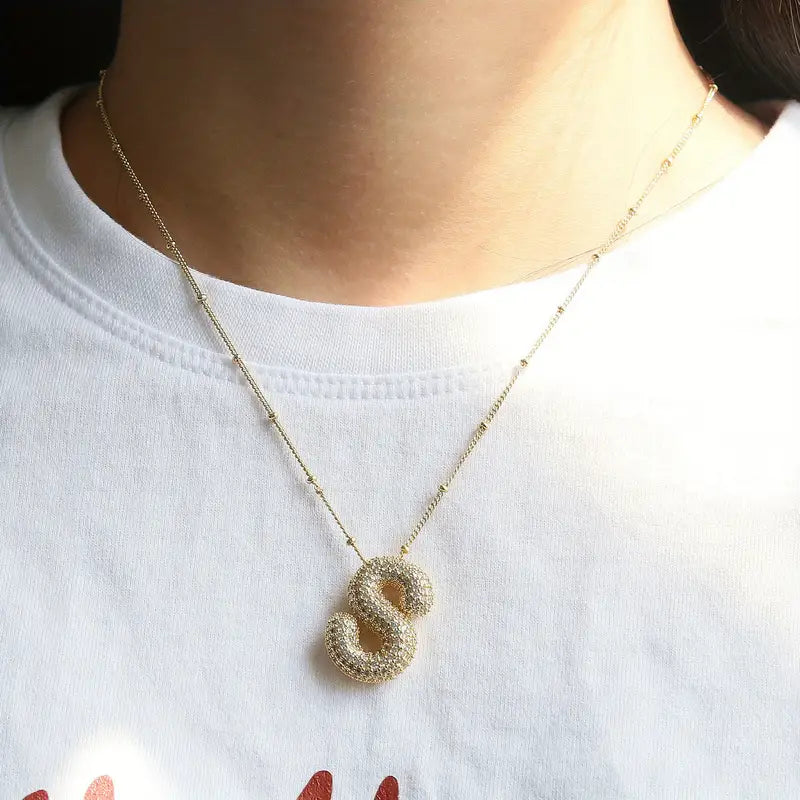 Collier initial en style lettres bulles | Or