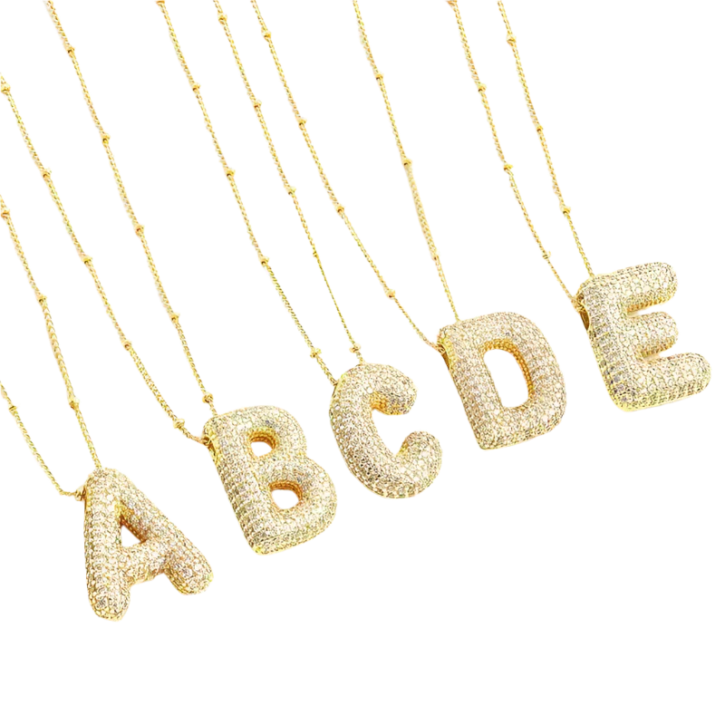 Collier initial en style lettres bulles | Or