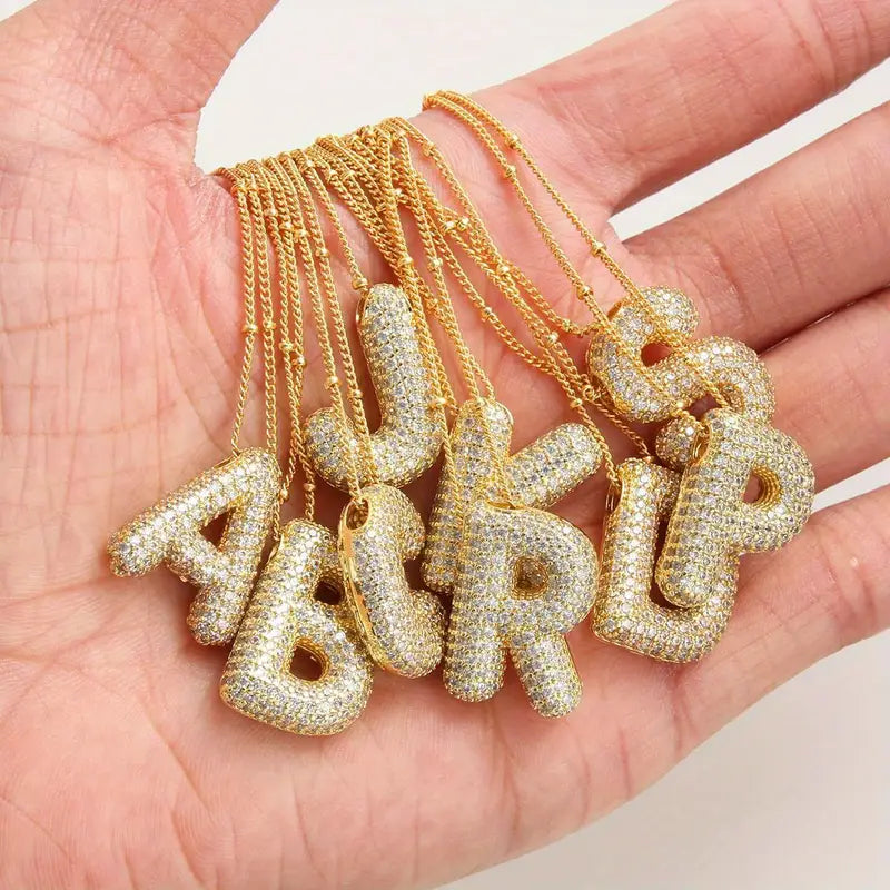 Collier initial en style lettres bulles | Or