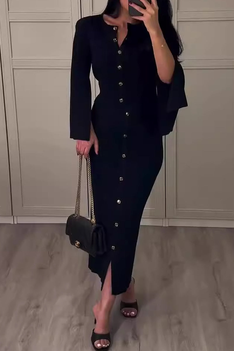 SEREN – ENSEMBLE DEUX PIÈCES ÉLÉGANT AVEC BOUCLE À COL ROND LONG SLEEVE