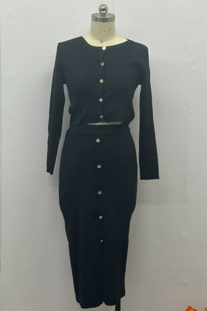 SEREN – ENSEMBLE DEUX PIÈCES ÉLÉGANT AVEC BOUCLE À COL ROND LONG SLEEVE
