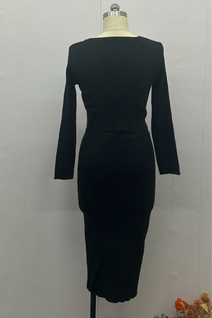 SEREN – ENSEMBLE DEUX PIÈCES ÉLÉGANT AVEC BOUCLE À COL ROND LONG SLEEVE