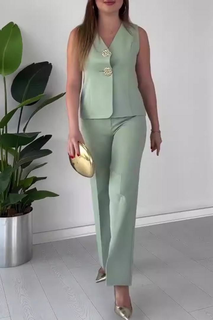 ARIANWEN – ENSEMBLE DE DEUX PIÈCES EN PATCHWORK DE COULEUR UNIE ÉLÉGANT