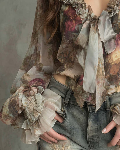 SAVANNAH – BLOUSE ROMANTIQUE AVEC NŒUDS À L'AVANT