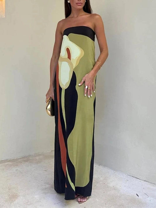 Joan | Robe Maxi de Fête Imprimée Sans Manches au Style Côtier