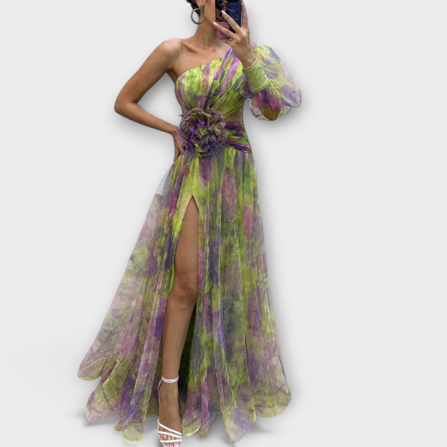Robe de Soirée Élégante à Une Épaule et Taille Affinante