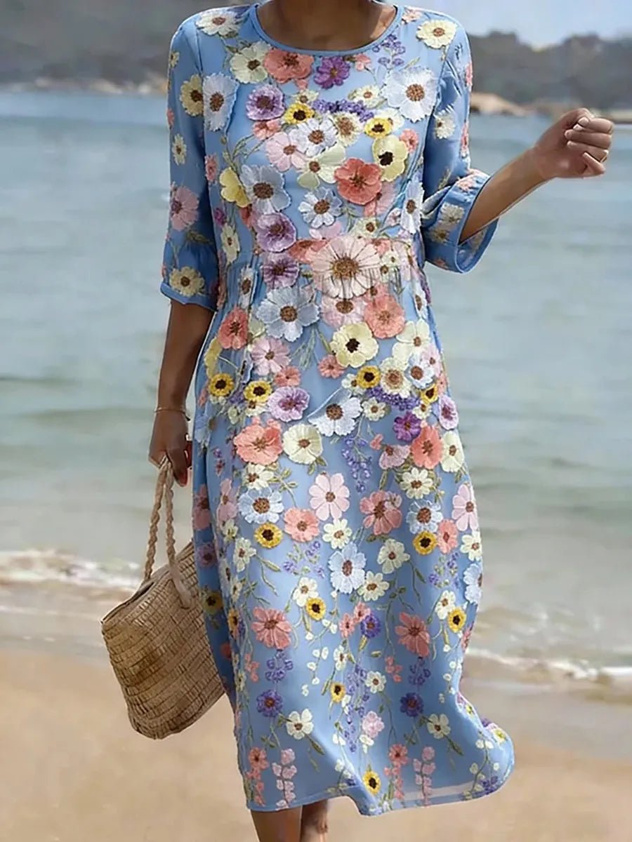 Camille | Robe midi à fleurs élégante