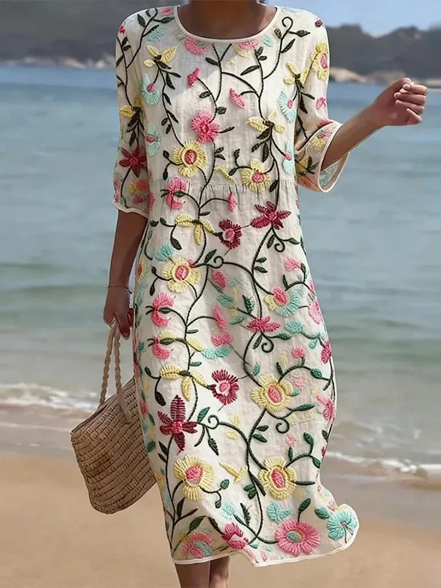 Rosa | Robe midi à fleurs élégante