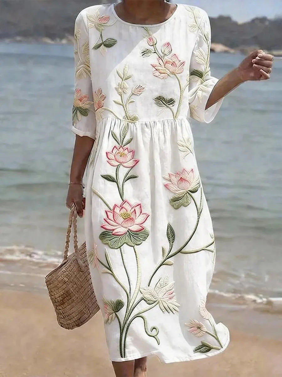 Aurore | Robe midi à fleurs élégante
