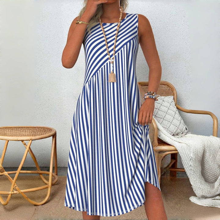 Emeely - Robe décontractée sans manches avec motif rayé