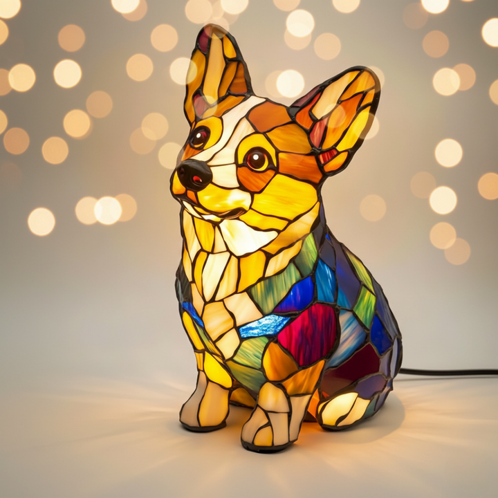 Corgi | Lampe de Peinture en Verre