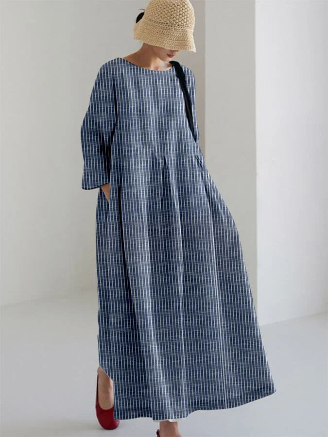 Talia - Robe Détachée à Rayures d'Inspiration Vintage