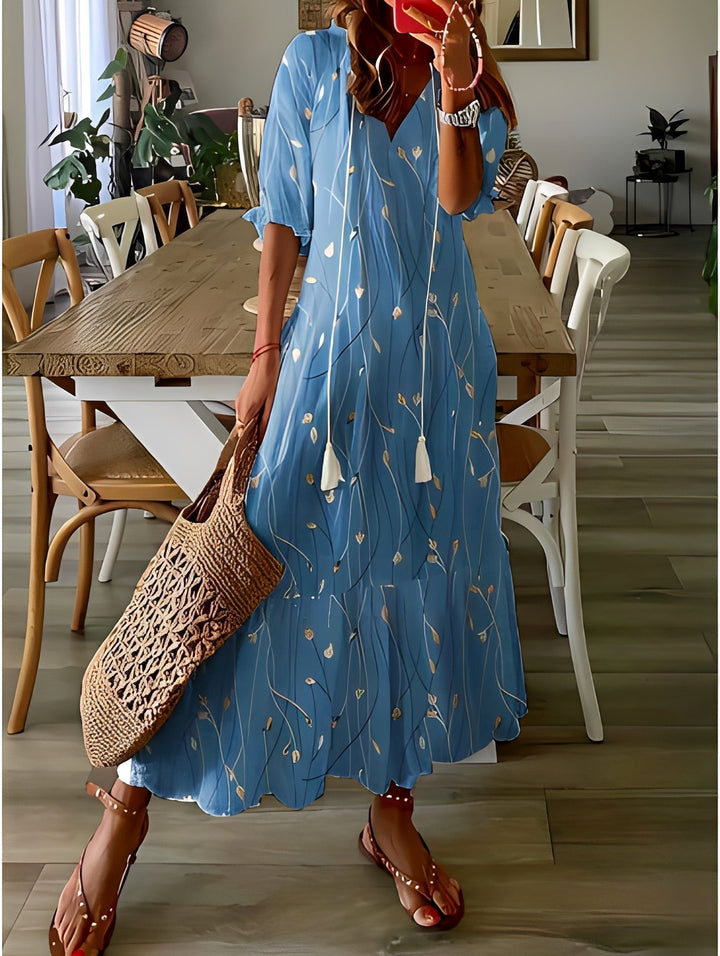 Domitille - Robe élégante à col en V décontractée pour femme