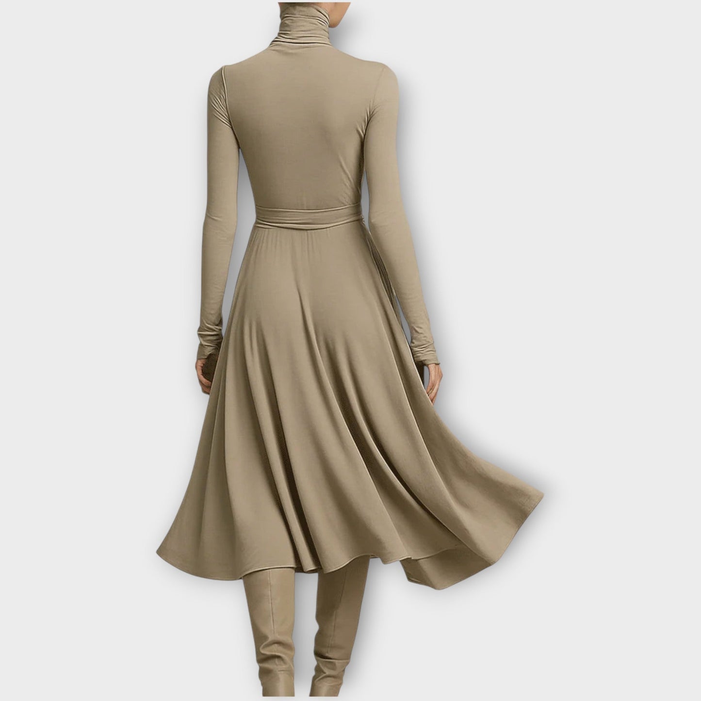 Robe Maxi Enveloppante avec Col Haut Élégant