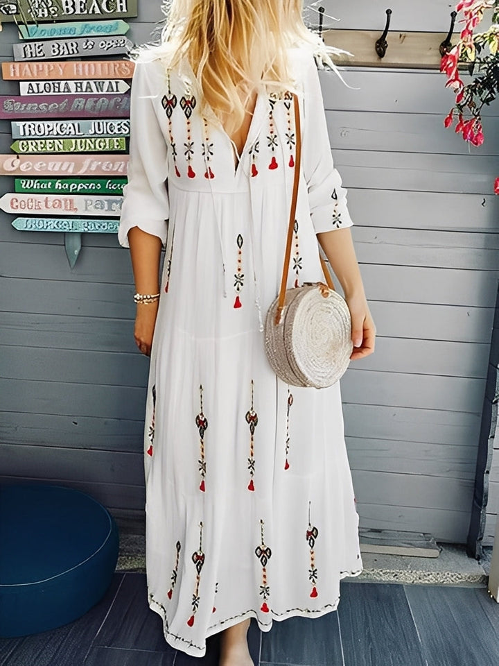 Cassandra - Robe élégante à col en V pour femmes