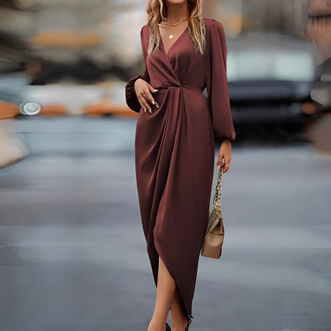 Camélian - Robe élégante à manches longues pour femmes